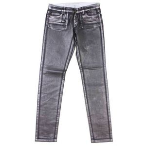 Michael Kors grey Metallic skinny jeans.